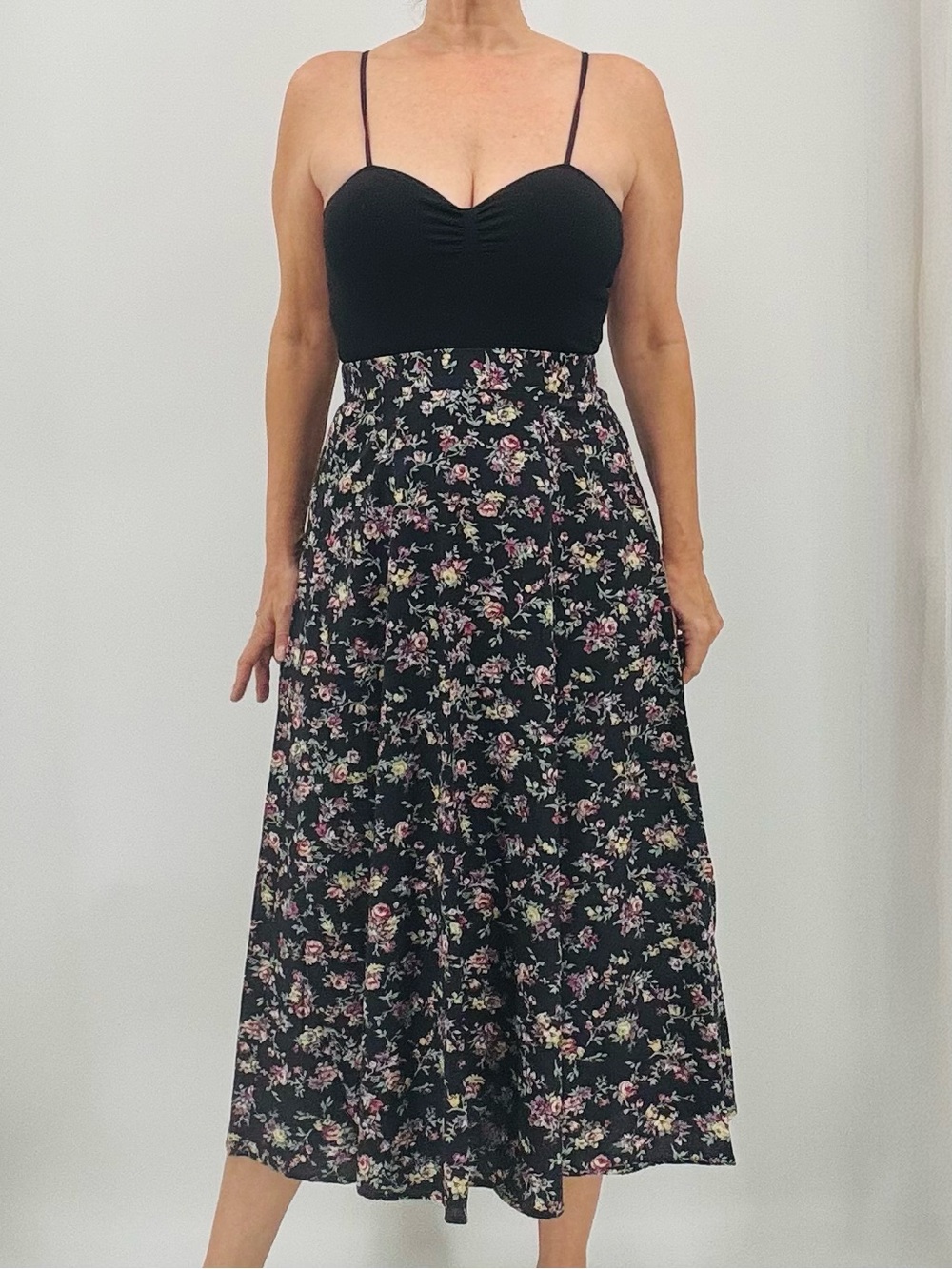 Vintage 90s ILGWU Union Label Granola Girl Americana Floral Print Maxi Skirt